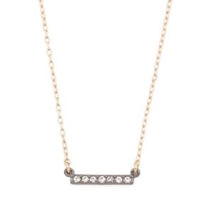 AllSaints Mini Dainty Pave Bar Pendant Gold Tone Plated Brass Necklace New